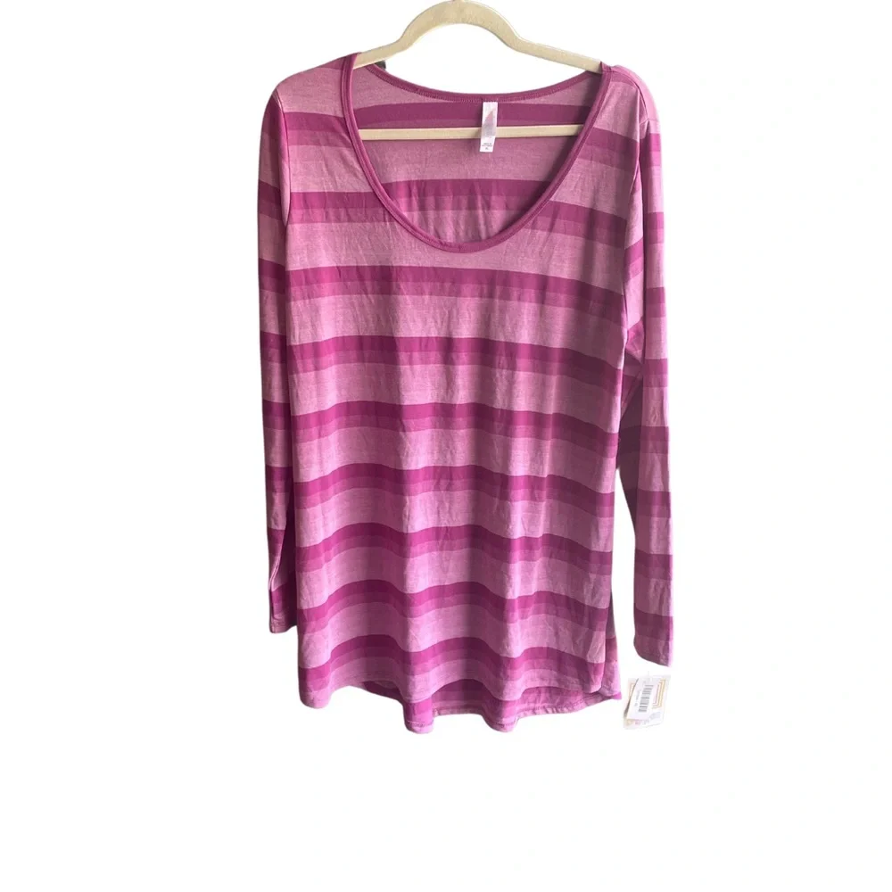 LuLaRoe Women’s Striped Long Sleeve Top – Pink Purple – NWT – Size XL - Picture 2 of 8